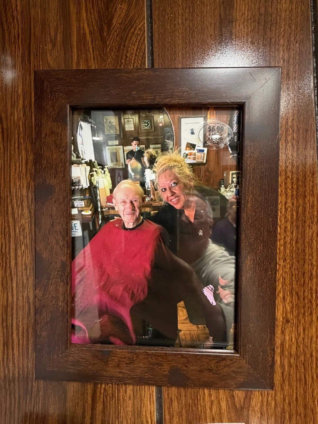 Georgie with a longtime client in the chair